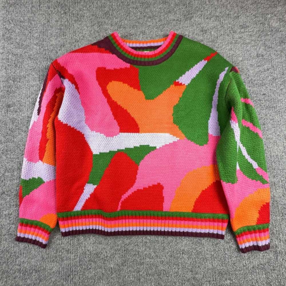 Vestique Sweater Womens Small Multicolor Abstract Geometric Bold Knit Pullover